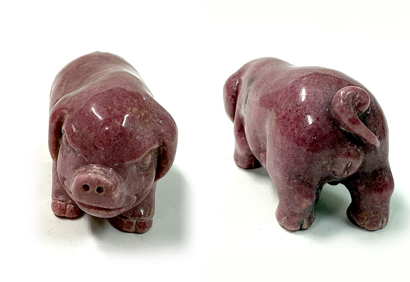 玫瑰石動物擺件(大)-豬